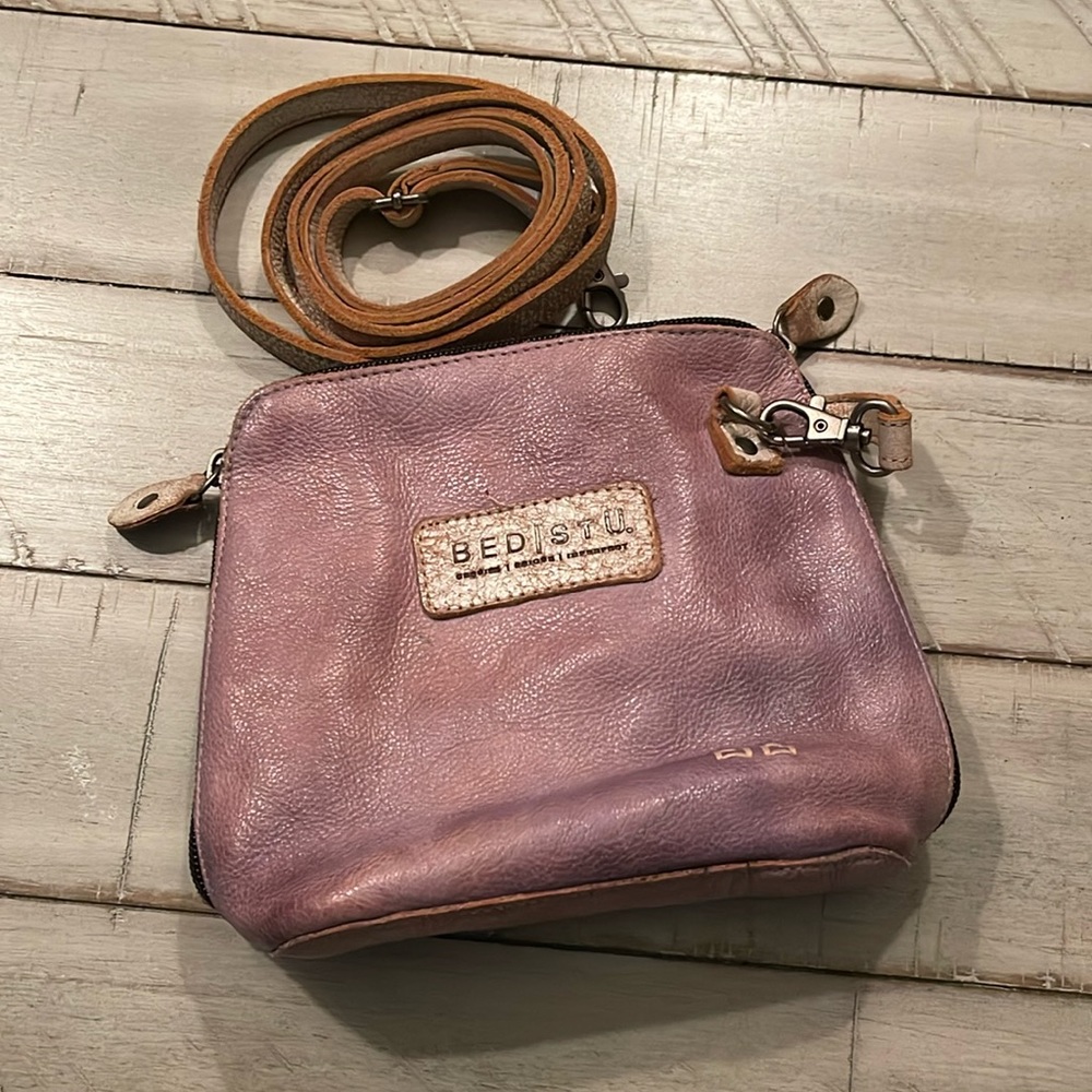 Bed Stu - Small Purple / white washed leather crossbody bag